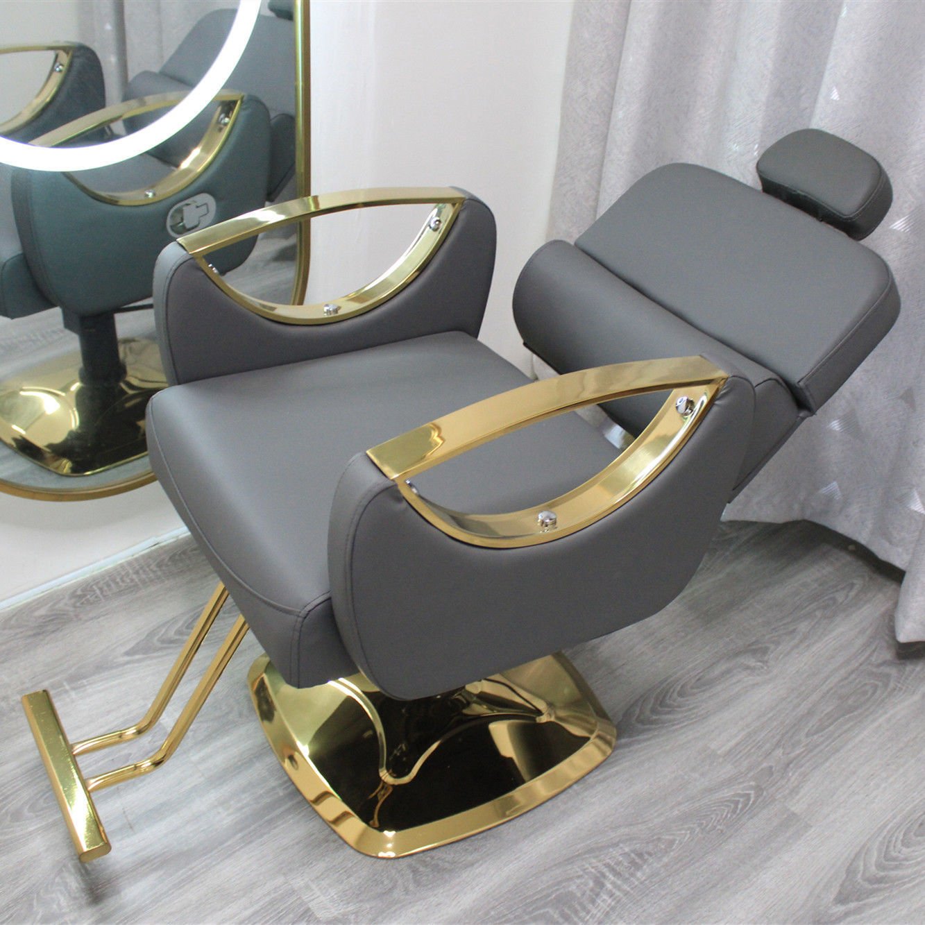 Wholesale Price Luxury Frame Vintage Gold Hair Salon Furniture Barber Chair For Men