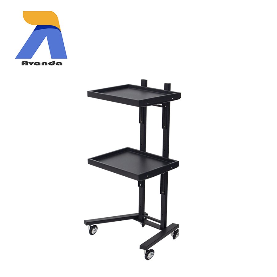 Hot selling stainless steel hair salon trolley cart metal 2 tier beauty salon tool car with wheels for barber shop