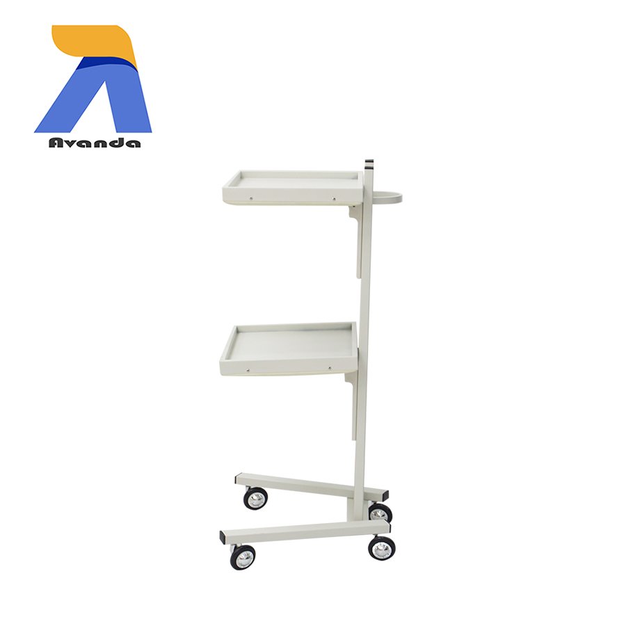 Hot selling stainless steel hair salon trolley cart metal 2 tier beauty salon tool car with wheels for barber shop