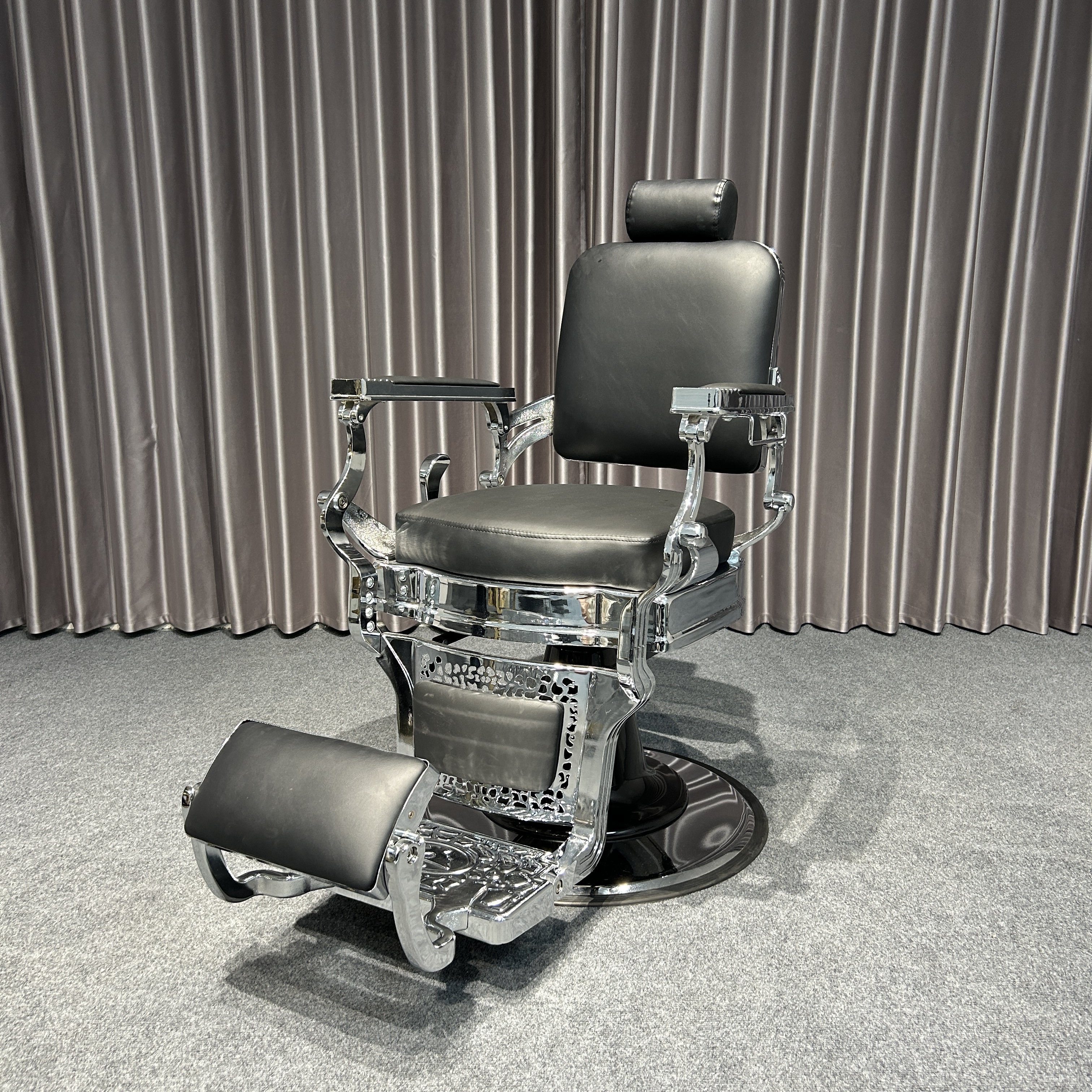 Silver-black Salon Furniture Equipment Barber Hairdresser Chair Baber Chair Hydraulic Recline Chair Cheap Hair Salon Metal Black