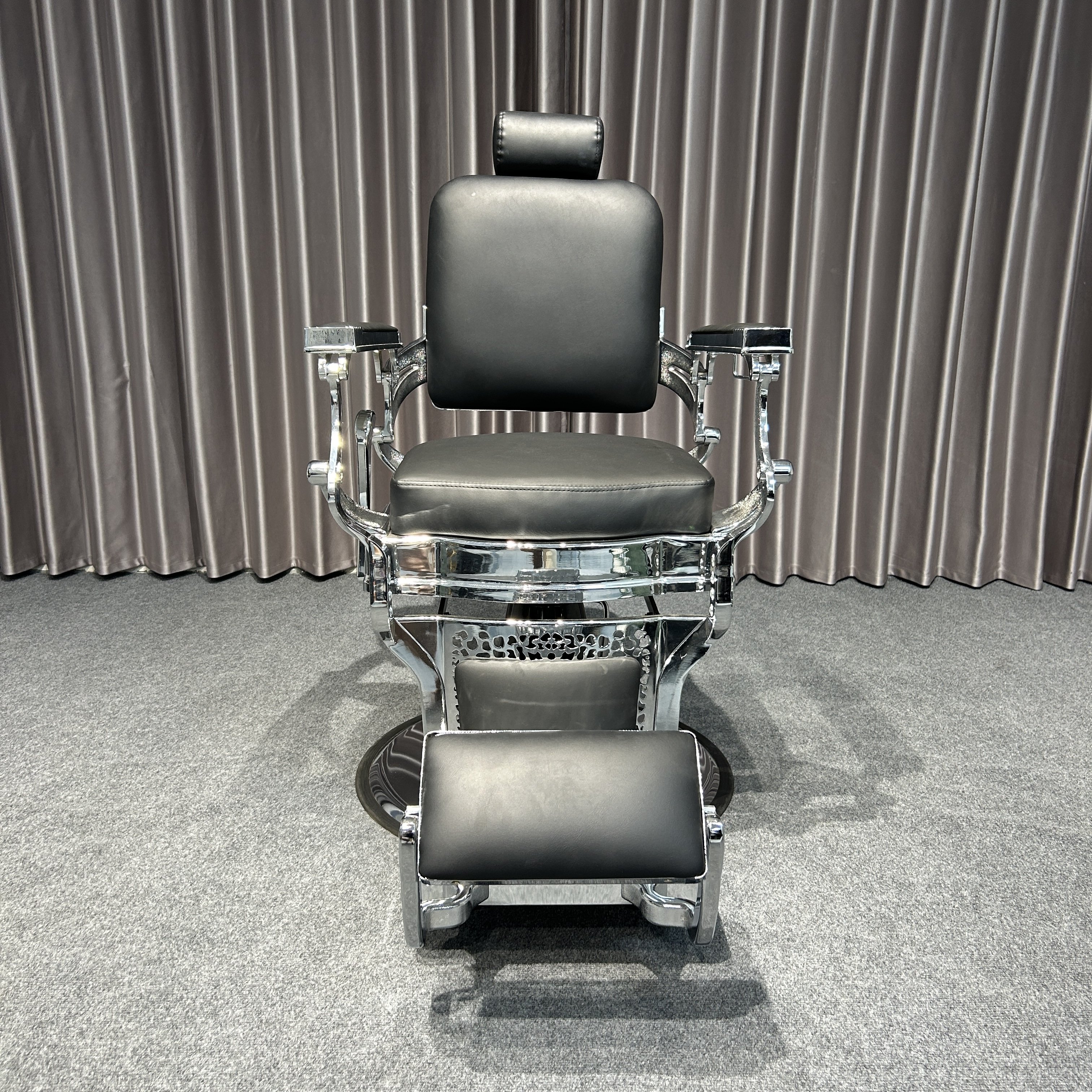 Silver-black Salon Furniture Equipment Barber Hairdresser Chair Baber Chair Hydraulic Recline Chair Cheap Hair Salon Metal Black
