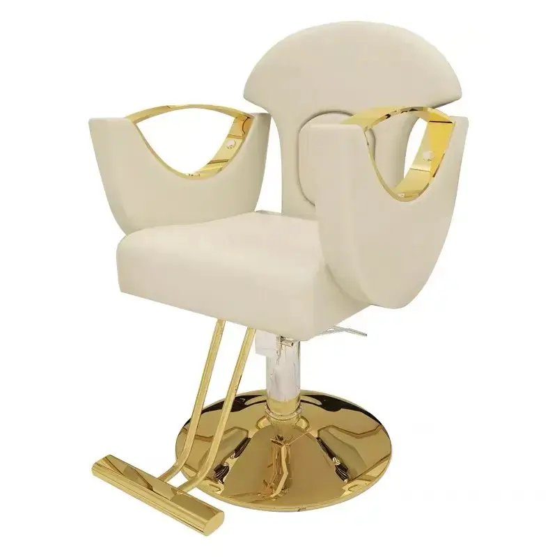 Beauty Salon Hydraulic Barber Chair Golden Modern Hair Cutting for Hair Salon