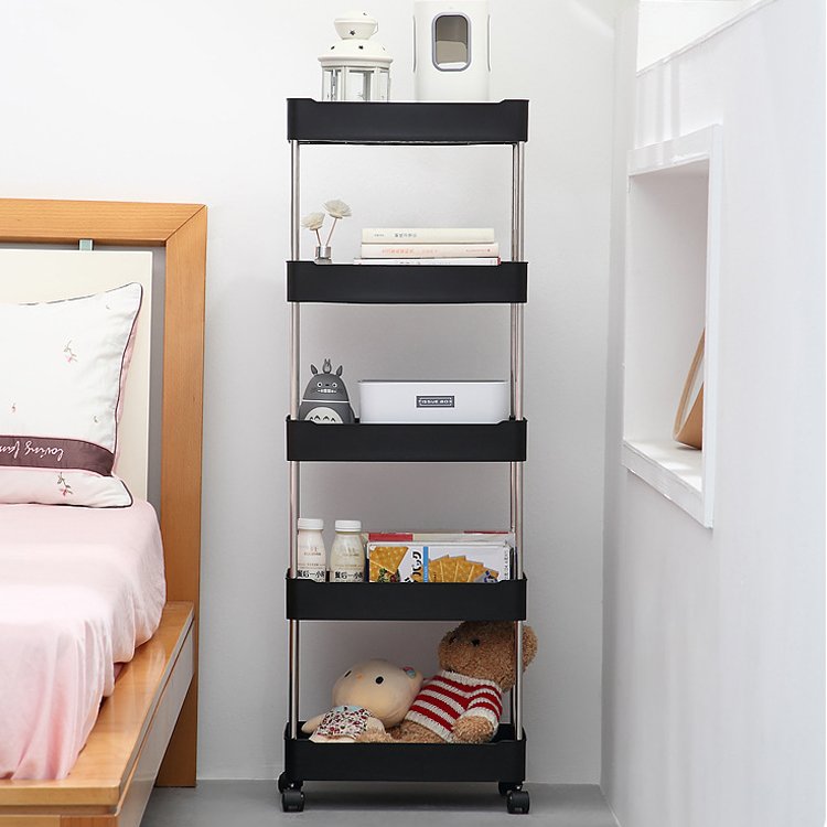 Rolling Utility Laundry Kitchen Book Stainless Steel 4 Tier Storage Cart trolley With Wheels