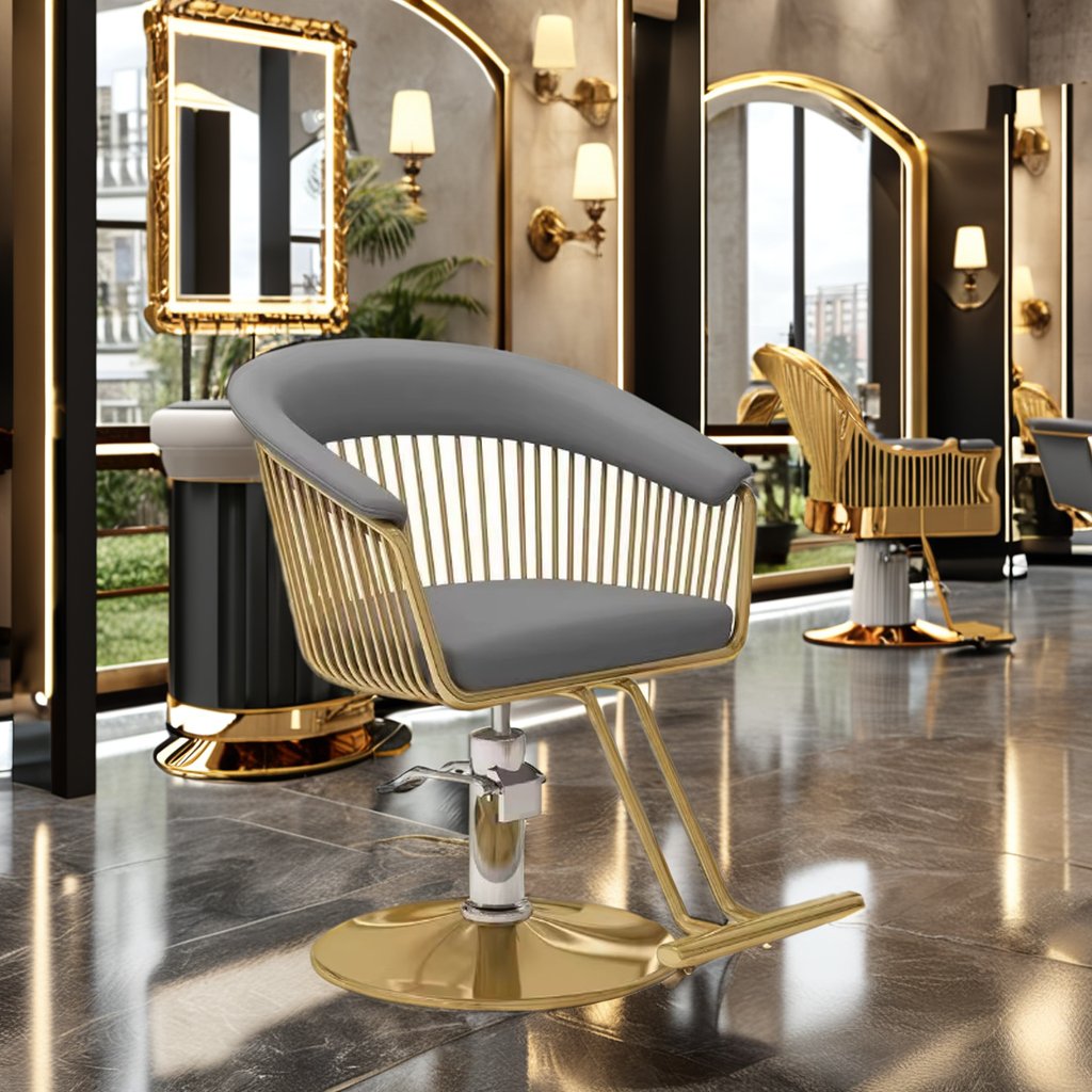 Home Use Hairdressing Chair Popular Metal Salon Barber Chair for Living Room & Hotel Synthetic Leather Hair Cutting Seat
