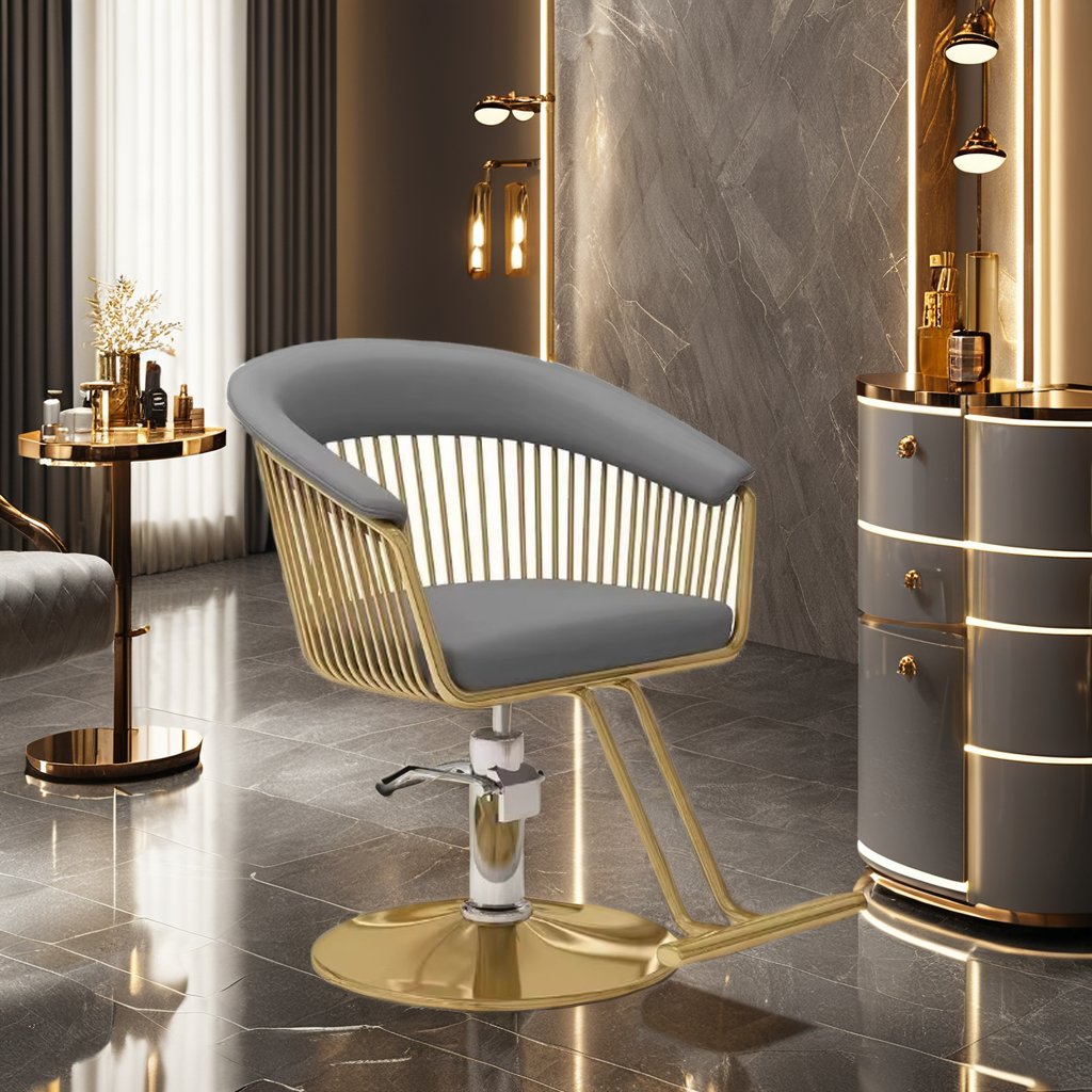 Home Use Hairdressing Chair Popular Metal Salon Barber Chair for Living Room & Hotel Synthetic Leather Hair Cutting Seat