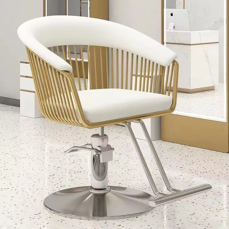 Home Use Hairdressing Chair Popular Metal Salon Barber Chair for Living Room & Hotel Synthetic Leather Hair Cutting Seat
