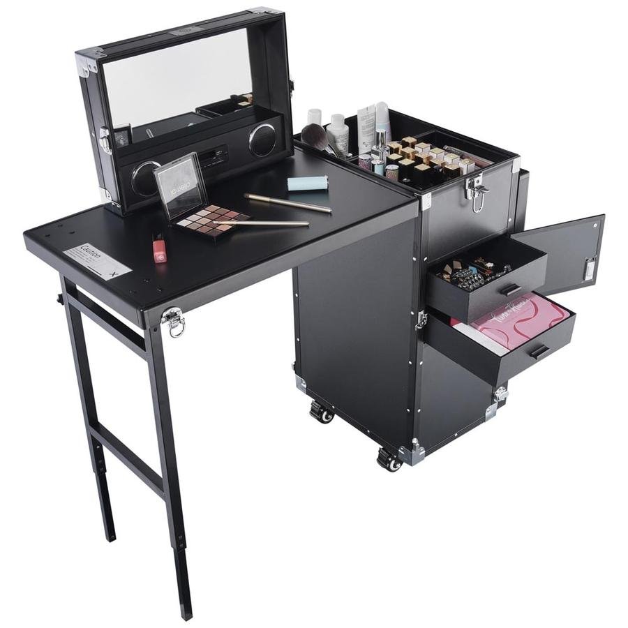 KONCAI Nail Manicure Platform Portable Rolling Makeup Train Case Nail Salon table Makeup case Polish Trolley Workstation