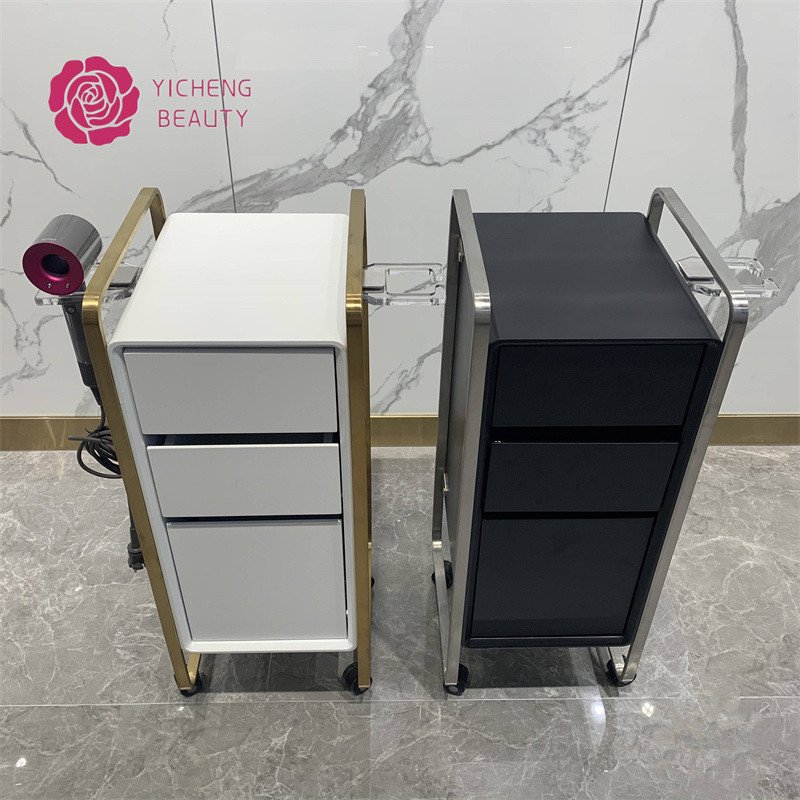 Yicheng beauty Hot-sale Salon Tools Hairdressing hand Cart with wheel Beauty Salon Trolley Salon Storage Cheap Price Wholesale