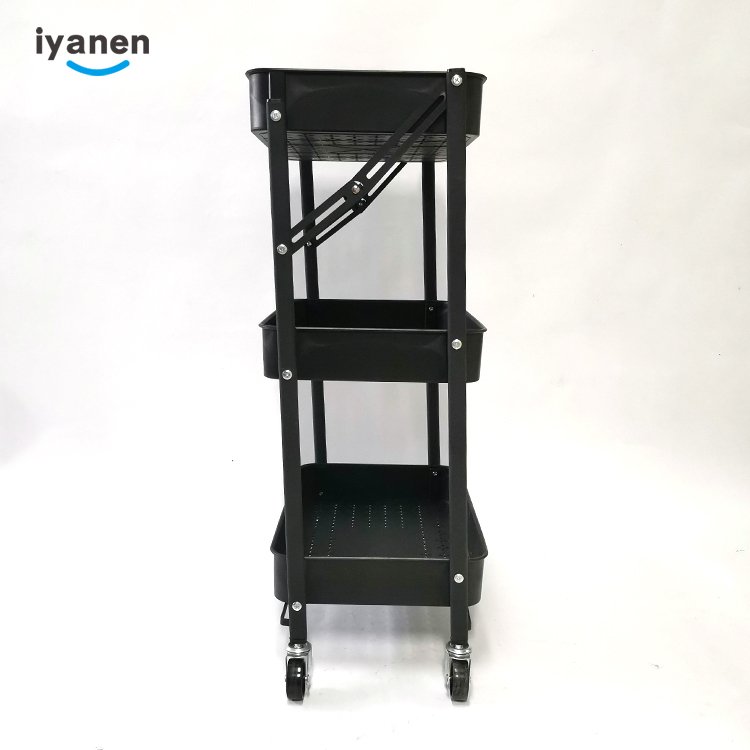 Plastic Multi-layer Shelf Beauty Salon Foldable Custom Household Kitchen Bathroom Rack Floor Roiling Storage Trolley Carts