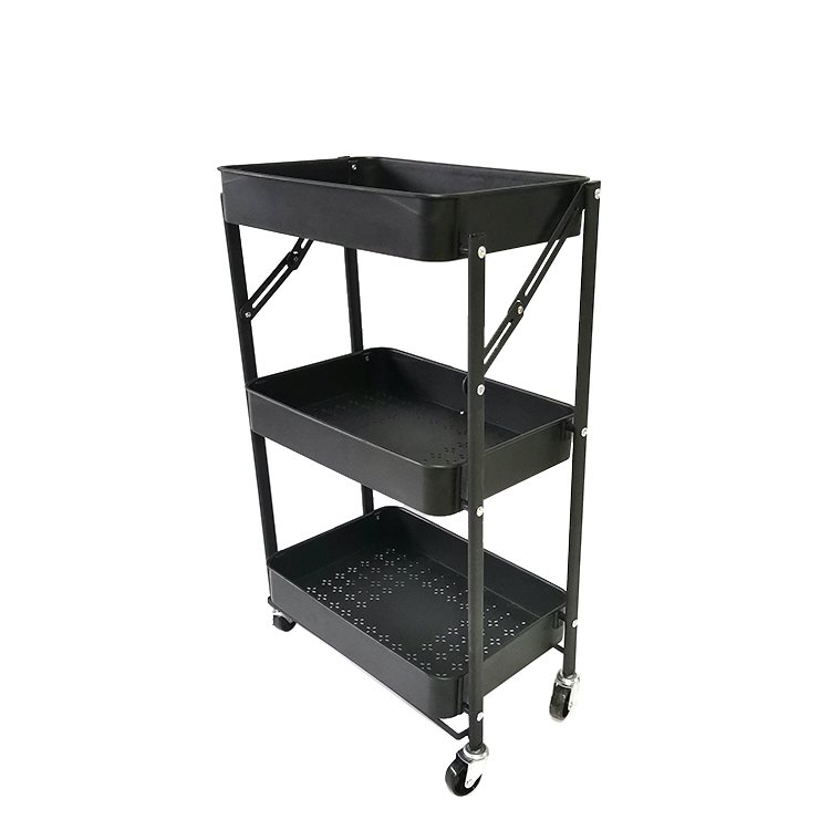 Plastic Multi-layer Shelf Beauty Salon Foldable Custom Household Kitchen Bathroom Rack Floor Roiling Storage Trolley Carts