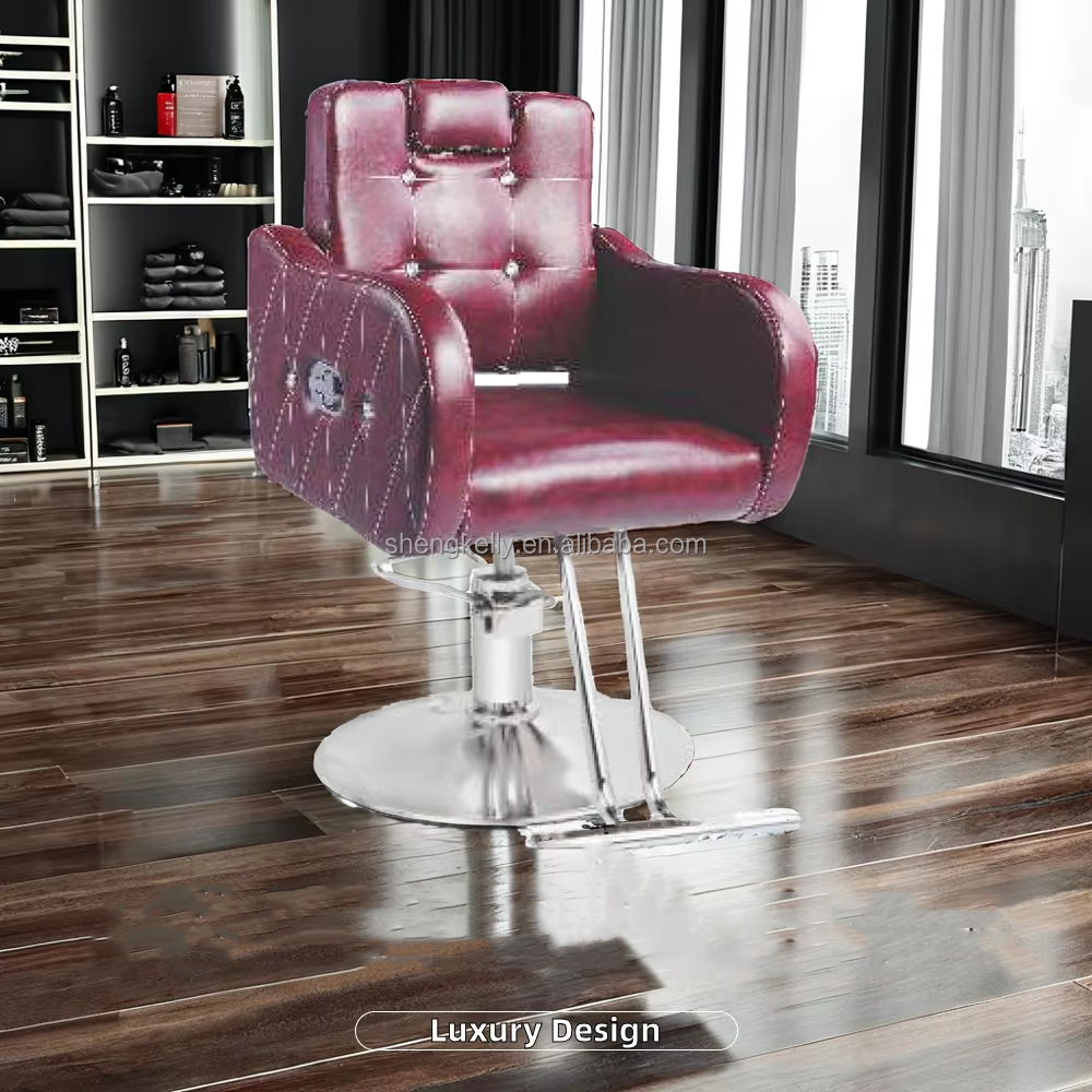 Kisen High Quality Modern Barber Chair White Brown Black Styling Chair with Manual Adjustment Pedal for Living Room Workshop