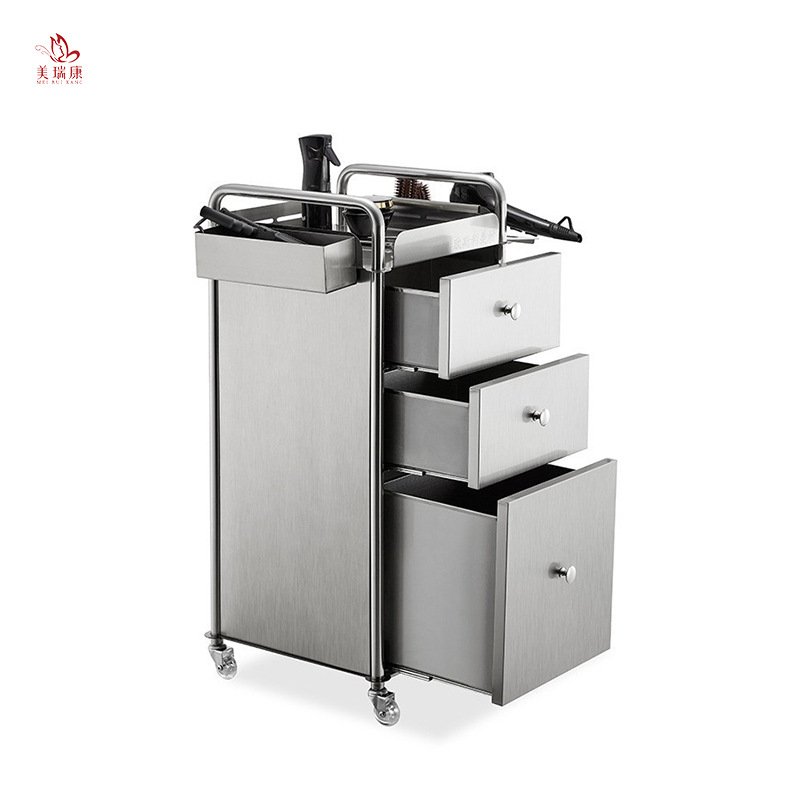 Barbershop tool cabinet Stainless steel hairdresser tool car Hair salon trolley multi-functional storage rack