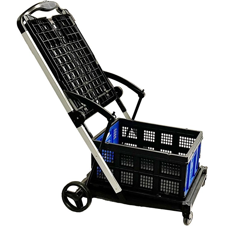Multi Function Folding Carts 2 Layer Portable Collapsible Trolley With Wheels Utility Shopping Cart