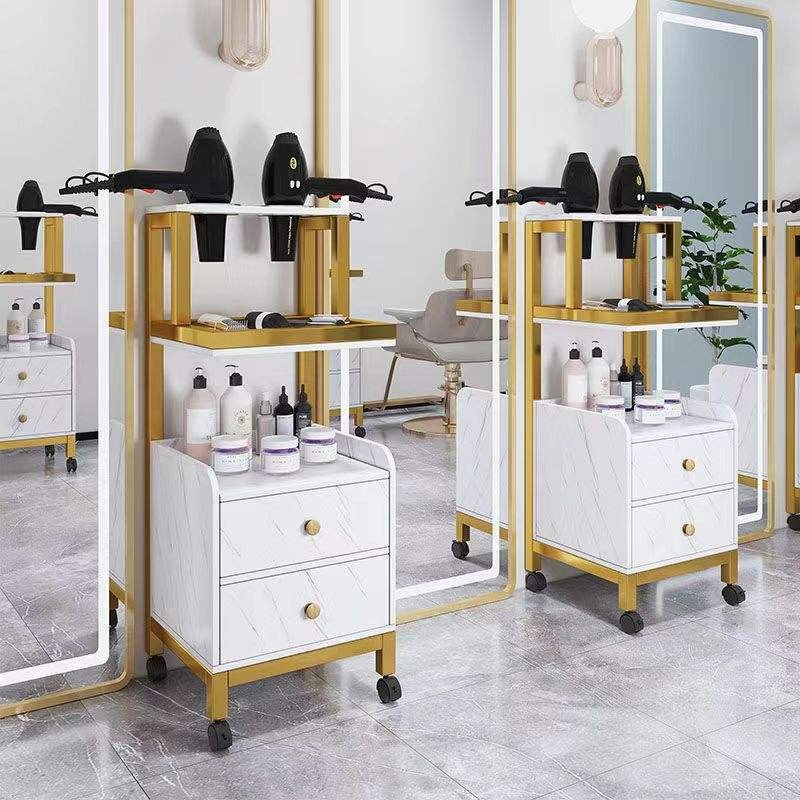 Barber trolley beauty cmetal gold white hairdressing hair salon equipment salon trolley cart
