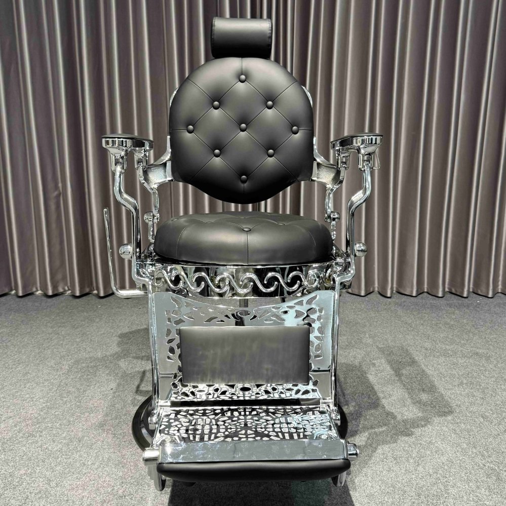 Modern recliner hydraulic men's barber chair furniture in black leather beauty salons and barbershops