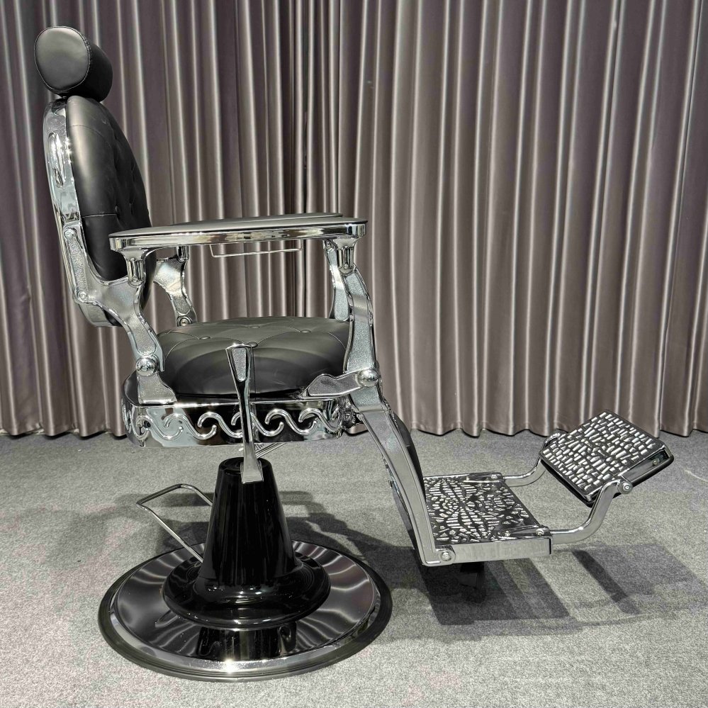 Modern recliner hydraulic men's barber chair furniture in black leather beauty salons and barbershops