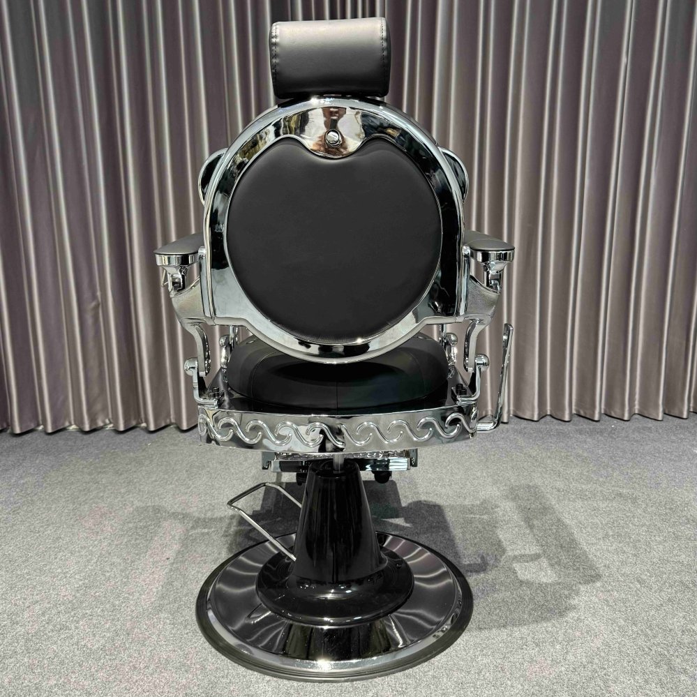 Modern recliner hydraulic men's barber chair furniture in black leather beauty salons and barbershops