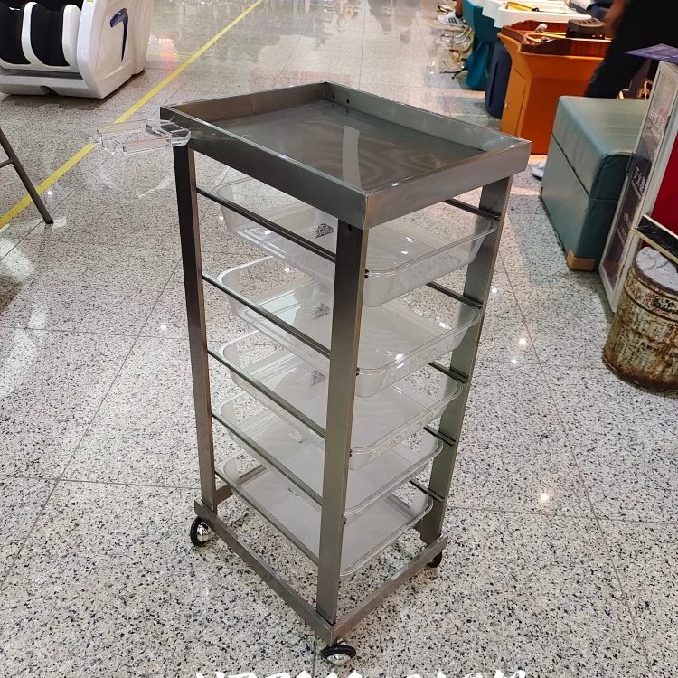 Modern Luxury Professional Hair Salon Equipment Working Trolley 2 Layer Portable And Foldable Saloon Trolley With Wheel
