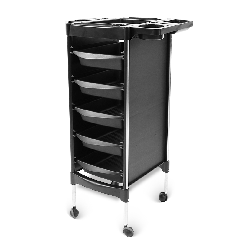 Wholesale Professional Barber Trolley Cart Black Storage 5 Drawers Hairdressing Trolley Salon Trolley