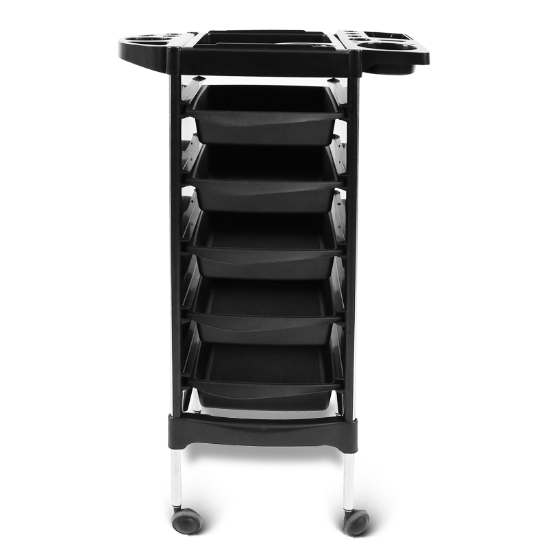 Wholesale Professional Barber Trolley Cart Black Storage 5 Drawers Hairdressing Trolley Salon Trolley
