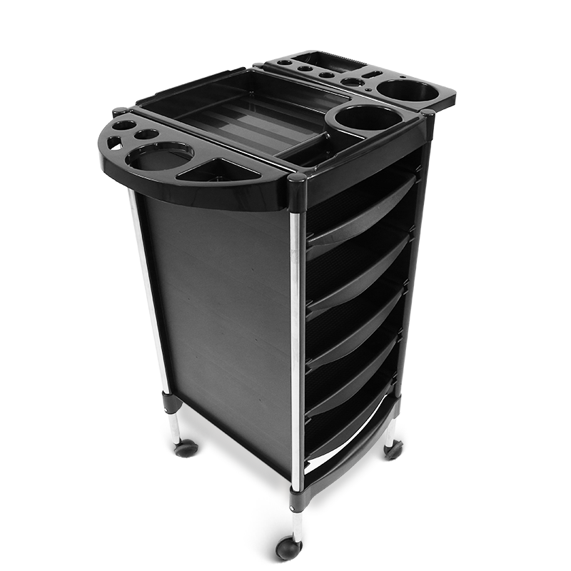 Wholesale Professional Barber Trolley Cart Black Storage 5 Drawers Hairdressing Trolley Salon Trolley