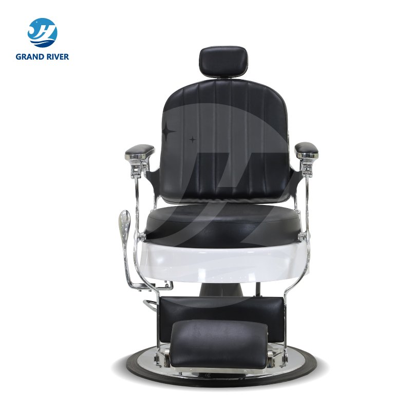 Vintage European Style Barber Chairs Metal Hydraulic Barbershop Men Salon Chairs For Hair Stylish Reclinable