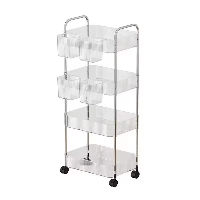 Kitchen shelf storage rack pet storage movable storage rack kitchen shelf with handcart