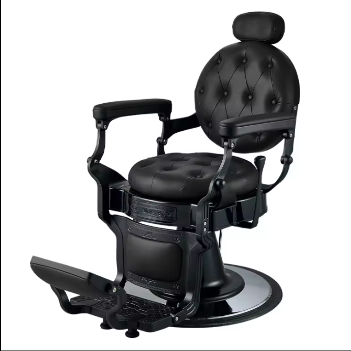 Classic Portable hair hair styling beauty salon chairs custom professional antique luxury black and gold vintage barber chair