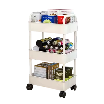 Factory price Basket Trolley Kitchen 3 Tier Mobile Market Design Drying Modern beauty salon auxiliary cart