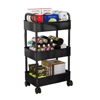Factory price Basket Trolley Kitchen 3 Tier Mobile Market Design Drying Modern beauty salon auxiliary cart