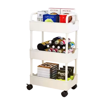 Factory price Basket Trolley Kitchen 3 Tier Mobile Market Design Drying Modern beauty salon auxiliary cart