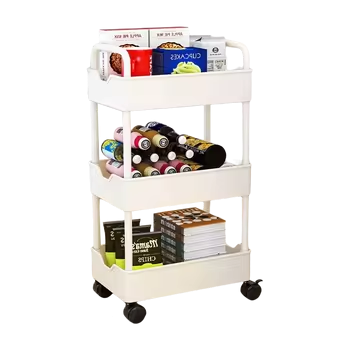 Factory price Basket Trolley Kitchen 3 Tier Mobile Market Design Drying Modern beauty salon auxiliary cart