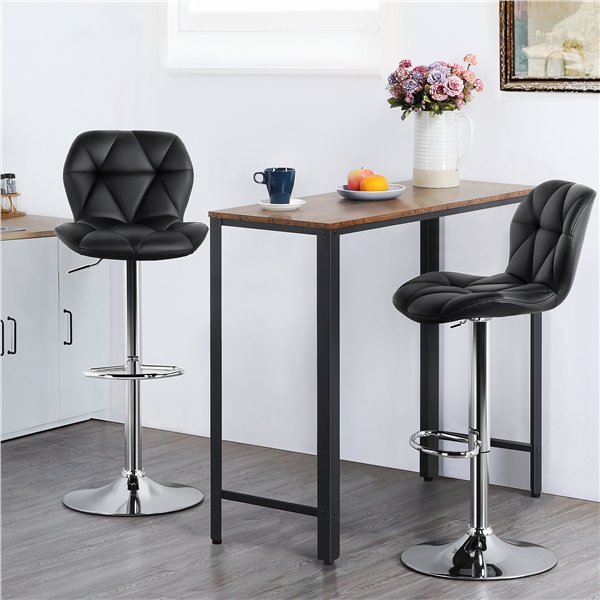 Kitchen Restaurant stable base soft PU Synthetic Leather Armless Hydraulic swivel stools bar chairs with back rest footrest set