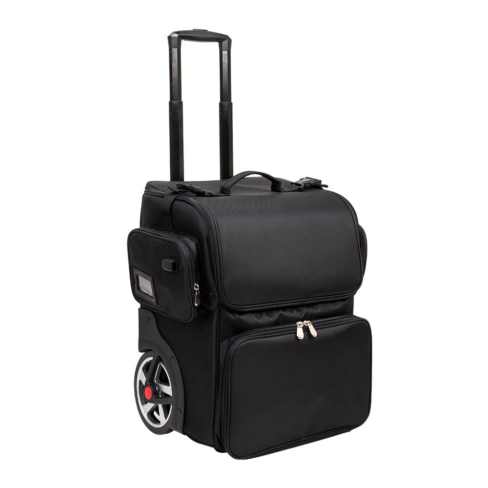 Custom wholesale hairdresser tools storage travel case nylon makeup rolling train case hairstylist salon trolley case