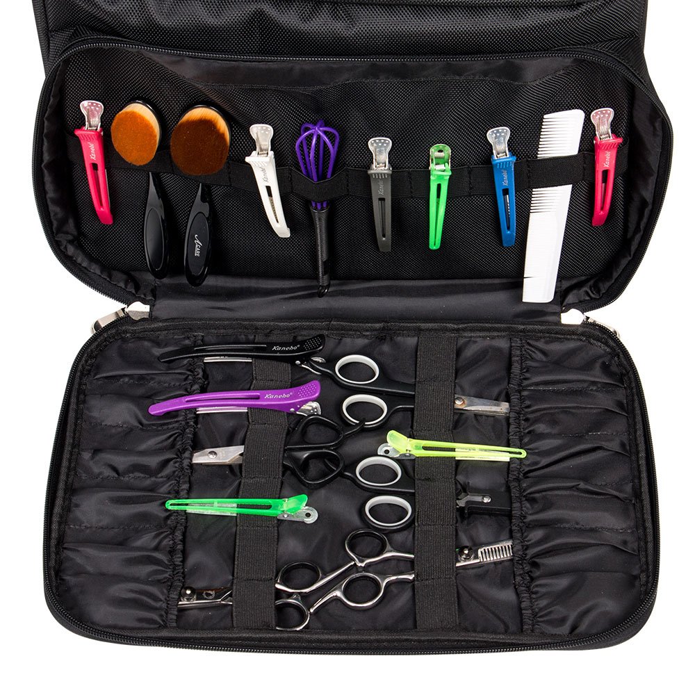 Custom wholesale hairdresser tools storage travel case nylon makeup rolling train case hairstylist salon trolley case
