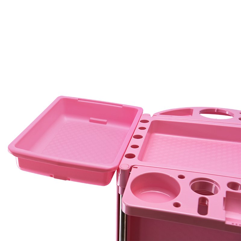 Factory Wholesale Hair Salon Tool Cart Beauty Salon Rolling Pink Trolley for Hair Stylist Tool Storage