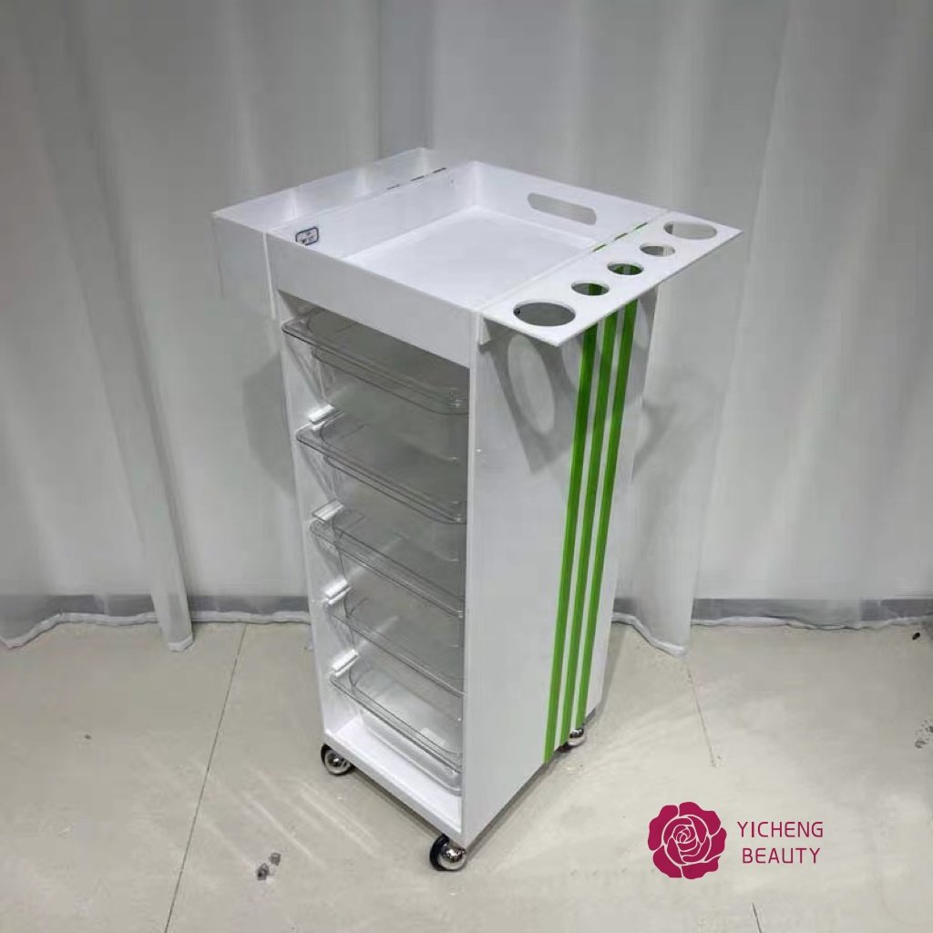 Yicheng Beauty Hot sale & high Quality Transparent Arylic Beauty Tools Collecting Salon Trolley Hairdressing SPA Cart Organizer