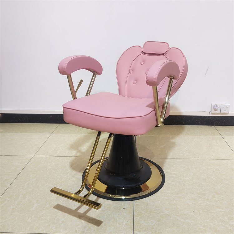 Kisen Luxury gold barber chairs set metal hair salon furniture Stainless steel salon chair for sale
