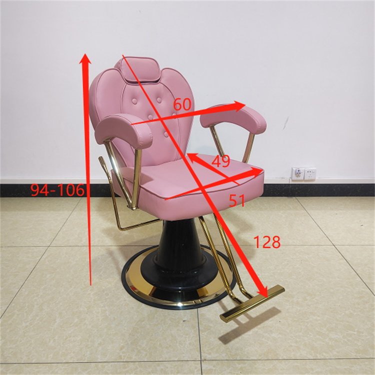 Kisen Luxury gold barber chairs set metal hair salon furniture Stainless steel salon chair for sale