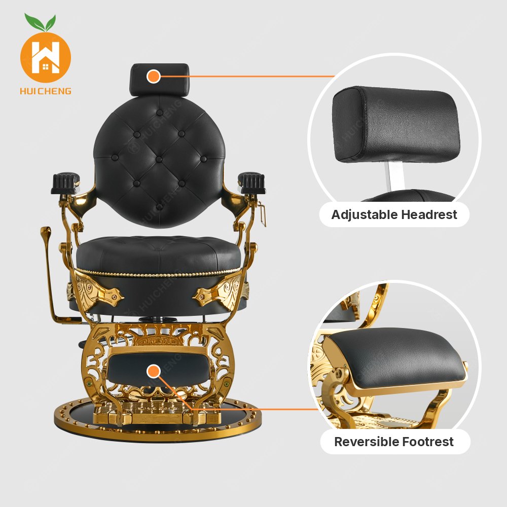 Professional wholesale antique modern heavy duty hydraulic Black and Gold barber shop chair BC8829B