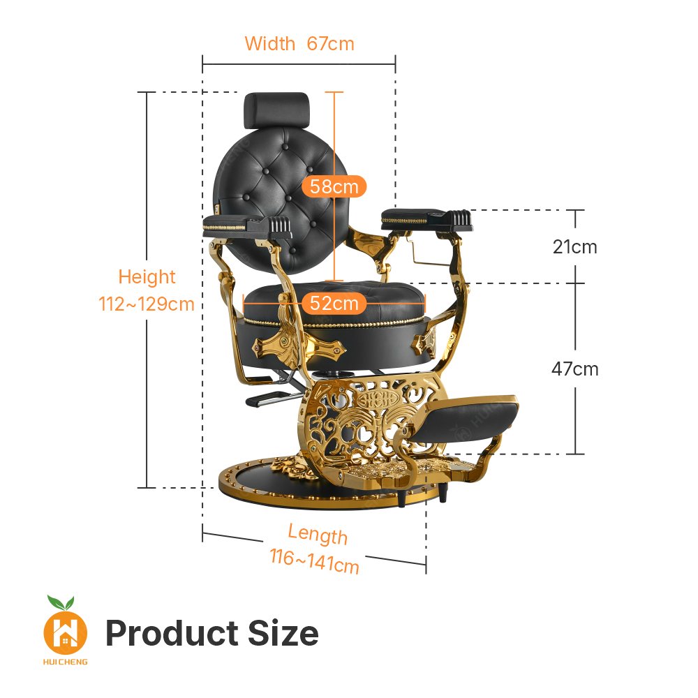 Professional wholesale antique modern heavy duty hydraulic Black and Gold barber shop chair BC8829B