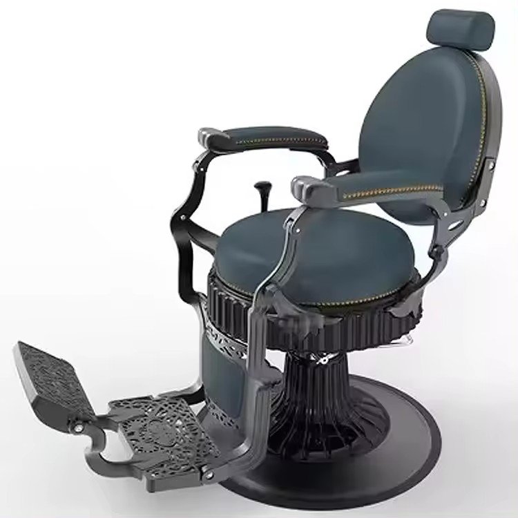 Black pu leather silver metal frame hair cutting chair beauty hair salon styling barber chair for sale