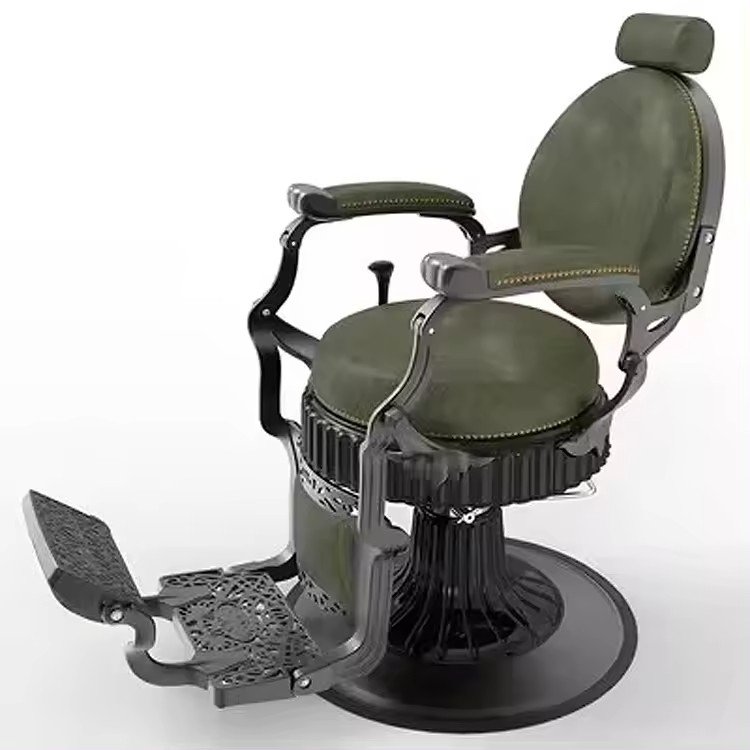 Black pu leather silver metal frame hair cutting chair beauty hair salon styling barber chair for sale