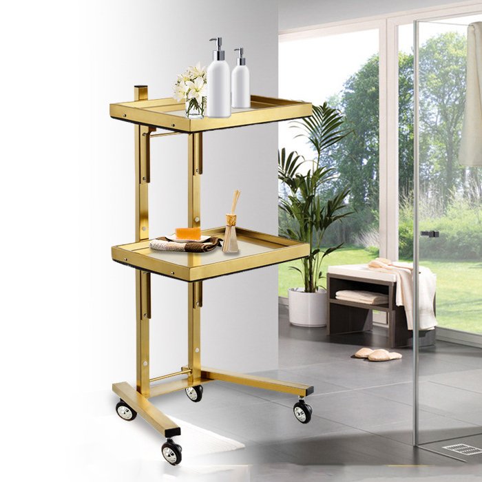 Antlu Luxury Gold Metal SPA Salon Trolley Cart Beauty Hairdresser Barber Trolley for Salon Equipment Furniture