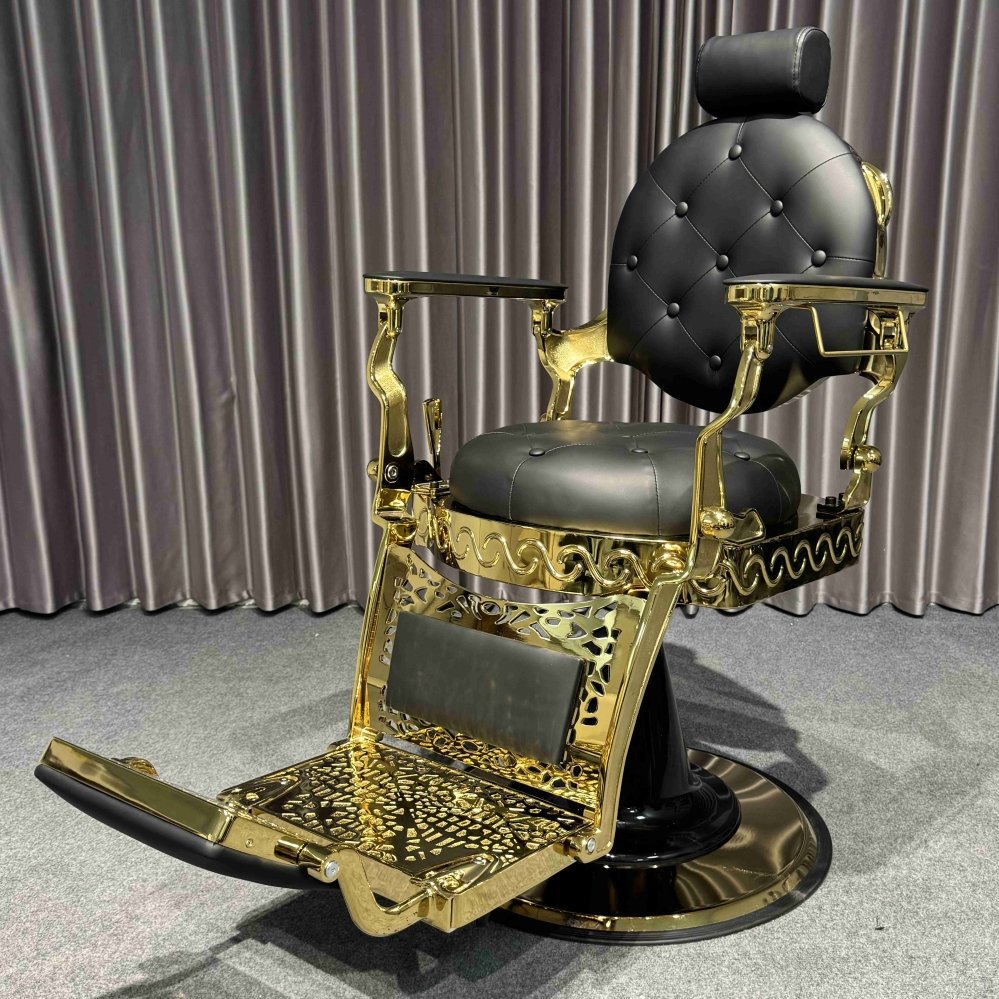 Modern high quality luxury leather Black Beauty Hair portable barbershop metal salon barber chair