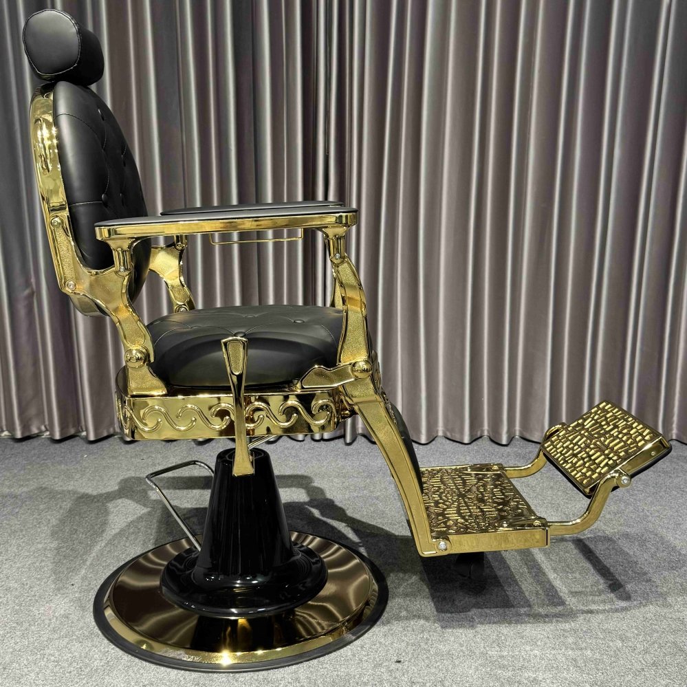Modern high quality luxury leather Black Beauty Hair portable barbershop metal salon barber chair