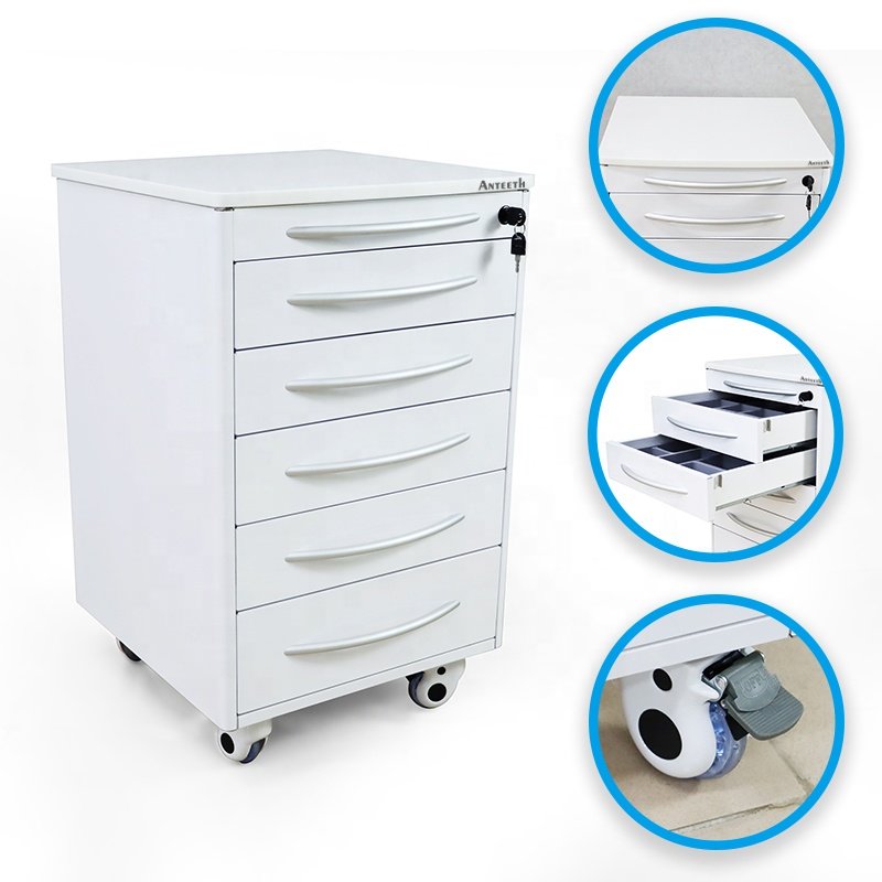 Anteeth Beauty Salon Cabinet Mobile Cart Customize Stainless Steel Material Dental Cabinet