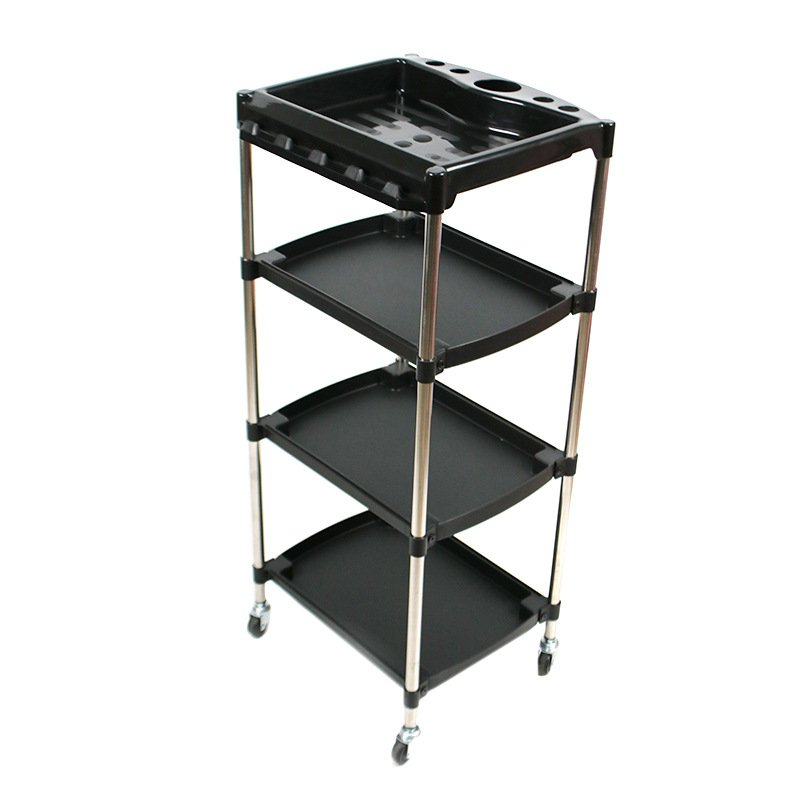 Cheap Beauty Salon Furniture Hair Salon Trolley Cart Hair Styling Iron with Plastic Traditional 2pcs/ctn 4 Wheels Painting Black