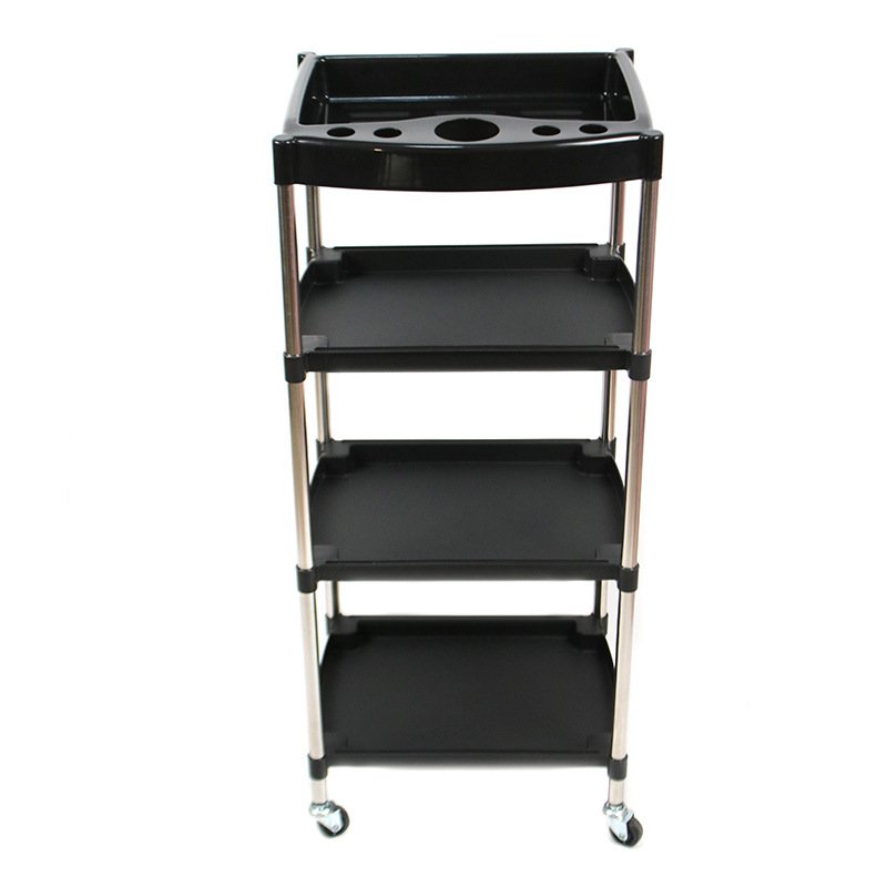 Cheap Beauty Salon Furniture Hair Salon Trolley Cart Hair Styling Iron with Plastic Traditional 2pcs/ctn 4 Wheels Painting Black