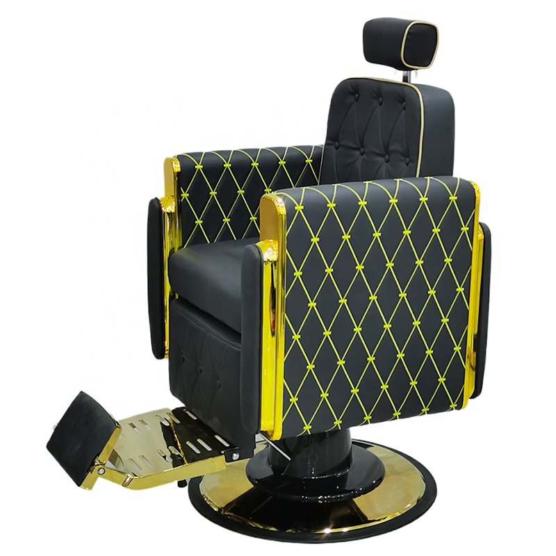 Factory Direct Sales Of And Chairs Hair salon luxury black gold heavy duty hydraulic pump men's modern barber chair